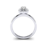 Gabriano Odessa 4 tırnaklı tektaş yüzük; GIA-HRD sertifikalı radiant pırlanta ve beyaz altın montürün yandan görünüşü